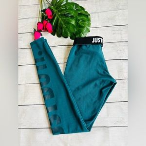 Nike Women’s Blue Green Just Do It Logo Athletic Leggings Size XS